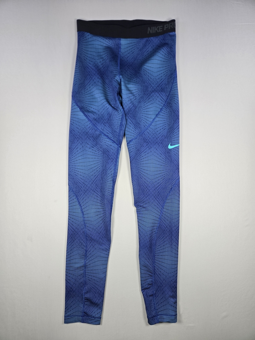 Nike Pro Hyperwarm Blue Geometric Burst Thermal Hiking Running Leggings Medium
